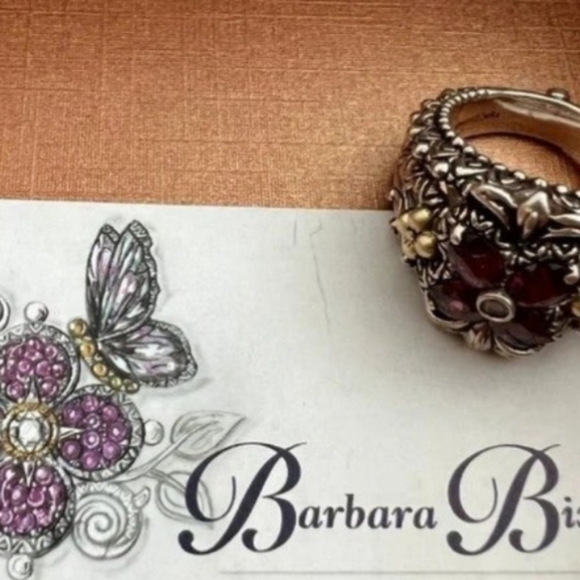 Barbara Bixby Rhodolite Garnet & White Sapphire Ring, Silver & 18k Gold Size 6! - Picture 5 of 11
